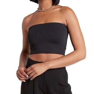 BP. Sleeveless Cotton Blend Cropped Tube Top Black Women's Size Large NWT